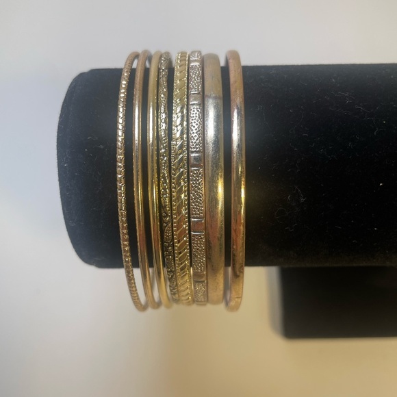 Eight Gold Tone Bangle Bracelet Set - Picture 2 of 5
